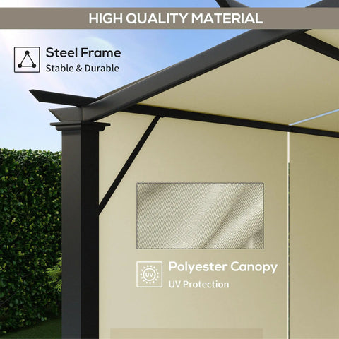 Retractable Pergola Canopy For Outdoor Patio 11 By 11 Feet Arched Sun Shade Shelter With Steel Frame And UV Protected Beige Cover