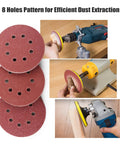 110 Pack 5 Inch 8 Hole Sanding Discs Set With Hook And Loop Aluminum Oxide Pads for Random Orbital Sanders and Woodworking