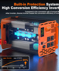 Heavy Duty 4000 Watt Pure Sine Wave Inverter Converts 12V DC To 110V AC For RV Camper Power with LCD monitor.