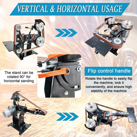 Solid Premium Heavy Duty 71 X 2 Inch Belt Sander And Disc Grinder With Variable Speed for vertical and horizontal usage.