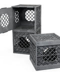 UC01 Modular Collapsible Crates 3 Pack in Gray, Stackable Storage Cubes for Garage, Closet, Office and DIY Projects