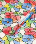 Lisboa Red Self-Adhesive Privacy Glass Window Film For Windows, Doors, Showers, And Glass Surfaces, Peel And Stick, colorful floral pattern