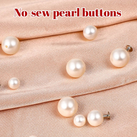 150-piece pearl rivet stud set with posts for clothing and accessories on peach satin background