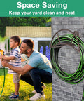 Heavy Duty Garden Hose Holder Wall Mount For Outdoor Yard And Garage Holds 150 Feet Of Hoses Durable Bronze Metal Weather Resistant Hose Reel Hanger And Storage Solution on brick wall