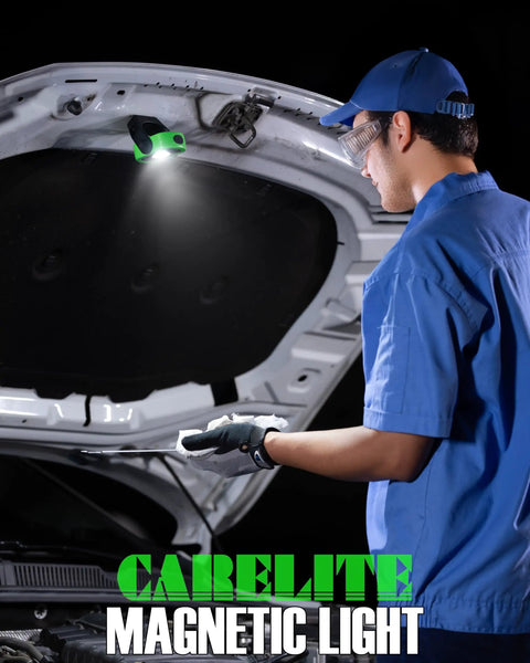 Mechanic using Pocket LED Work Light 780 Lumens, Rechargeable 3000mAh, 360 Degree Pivot, Green 1 Pack under car hood