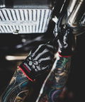 Bone Series Foam Nitrile Mechanic Gloves With Grip for auto shop jobs and everyday tough work in use during car repair