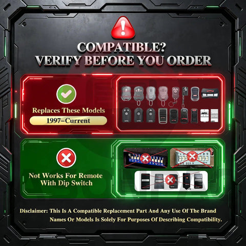 Compatibility guide for 2 Pack Genie And Overhead Door Garage Door Opener Remote Replacement GITR 3 OCDTR 3.