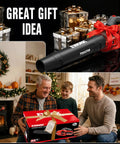 Power Packed Cordless 20V Leaf Blower With 700 CFM And 200 MPH, gift idea, family with leaf blower box, festive setting