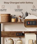 Kitchen Bakers Rack With Power Outlet And Coffee Bar Table Four Tier Space Saving Microwave Stand With Six S Shaped Hooks