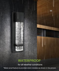 Bubble Glass LED Outdoor Wall Light Sconce 13 Inch, 12W 500LM, 120V, Dimmable, mounted on a wet exterior wall