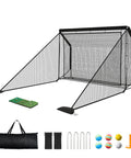 Heavy Duty 10x7 Ft Golf Hitting Net With Side Nets And Back Net Reinforced Steel Frame Indoor Outdoor Practice Net Set