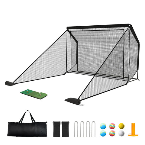 Heavy Duty 10x7 Ft Golf Hitting Net With Side Nets And Back Net Reinforced Steel Frame Indoor Outdoor Practice Net Set