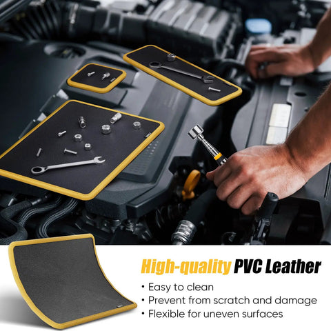 Must Have 3 Piece Magnetic Tool Mat Set With Telescoping Magnetic Pickup Tool, Flexible Magnet Holder Pad, 83 Built In Magnets And 25 Lb Pull, Includes Large Medium Small Mats Plus Extendable Magnet For Wrenches Screws And Bolts