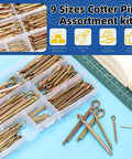 136 Piece Cotter Pin Clips Set With Nine Sizes Colored Zinc Split Pins For Automotive Gearheads And DIYers, storage box