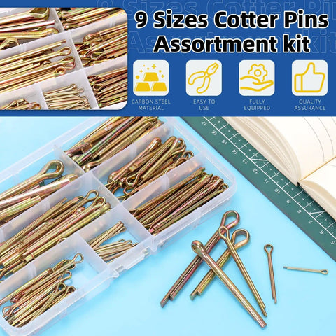 136 Piece Cotter Pin Clips Set With Nine Sizes Colored Zinc Split Pins For Automotive Gearheads And DIYers, storage box