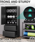 Lockable Black Metal Storage Cabinet With 2 Drawers And Doors Built Tough Steel File Cabinet With Adjustable Shelves For Home Office Garage Warehouse Or School 71 Inch Tall in garage gym
