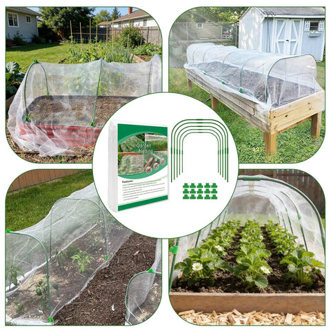 Must Have Garden Netting Kit For Raised Beds With Ultra Fine Mesh 8x20 Feet Includes Five Sets Of Garden Hoops And Clips Row Cover Netting For Greenhouse Protection Of Vegetables Fruits And Flowers