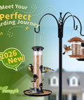 Six Port Outdoor Bird Feeders With Tray For Cardinals 13 Inch Black Pack Of 2 Durable Plastic Construction Easy Hang