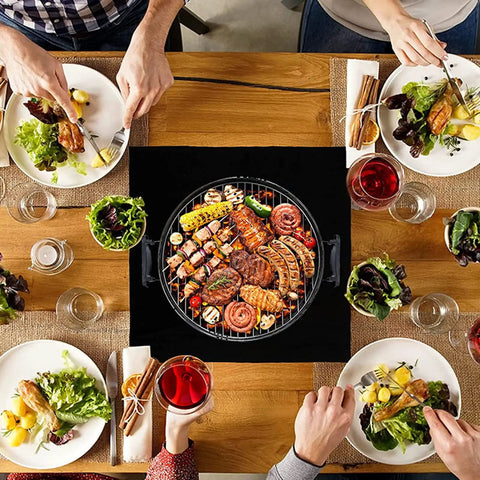 Table with barbecue grill on Beat The Heat High Temp Welding Blanket 6mm Thick Carbon Felt Insulation for Home Garage Shop