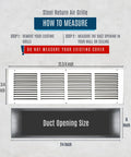 Measurement guide for Sturdy Steel Return Air Grille For 24x6 Duct Opening White Vent Cover For Sidewall And Ceiling HVAC