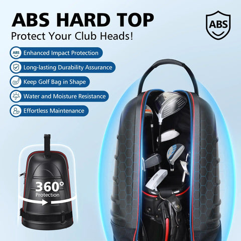 Travel Golf Bag With Wheels Hard Case Top Waterproof 1680D Oxford Heavy Duty Shield Protecting Clubs Lightweight And Easy To Maneuver