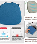 Comfy Memory Foam Chair Cushions For Dining Chairs U Shape 16 By 16 Inch Blue Removable Slip Resistant Seat Pad in washing machine