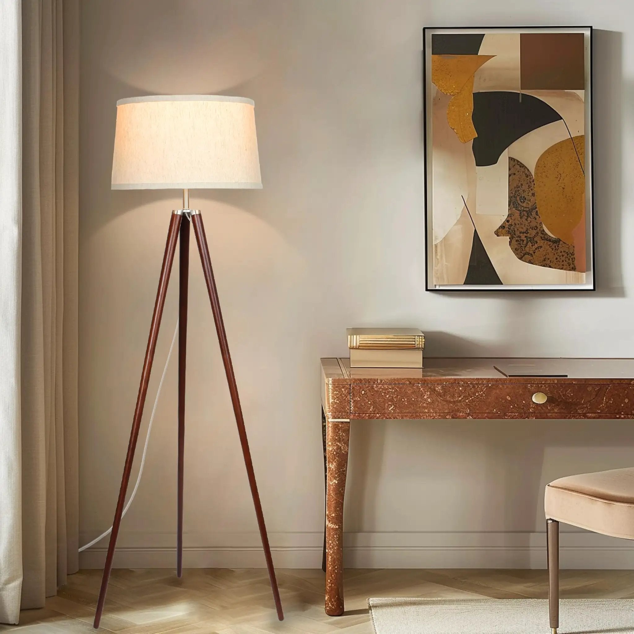 Tall Tripod Floor Lamp - Modern, Cozy Mid-Century Style ✓