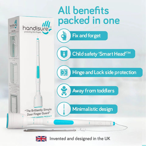 3in1 Baby Door Safety Pinch Guard With Automatic Finger Protector shown with packaging highlighting features.
