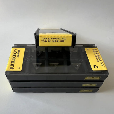Boxes of H10 T Max P Turning Insert Set, 10 Piece CNC Lathe Carbide Inserts for Pro Level Aluminum and Steel Machining.