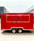 Turnkey Commercial Food Truck Trailer Ready To Roll Fully Loaded Mobile Kitchen Setup With Slick Prep Counter And Large Service Window shown in bright red color.