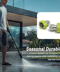 Aluminum Three Quarter Inch Pressure Washer Hose Adapter With Built In Filter shown in use on wet patio