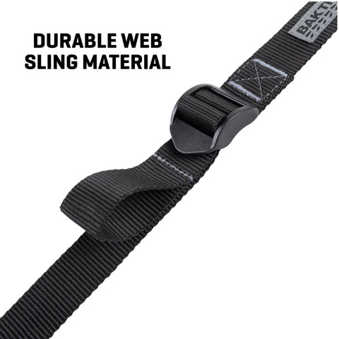 Close-up view of Baktrak Traction Web Rifle Sling 36 Inch With 500Lb Rated Swivels And Slim Non Slip Pad Black And Gray material.
