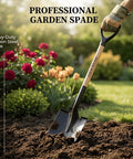 All In One 41 Inch Round Point Shovel With D Handle And Cold Rolled Steel Blade Tough Workhorse For Digging Edging Trenching