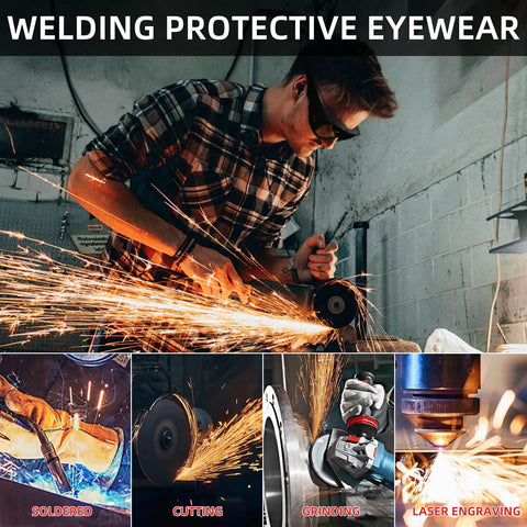 Top Shelf Welding Glasses And Plasma Cutting Goggles With Ir 5.0 Shade And Ansi Z87.1 Certified Eye Protection being used during metal cutting.