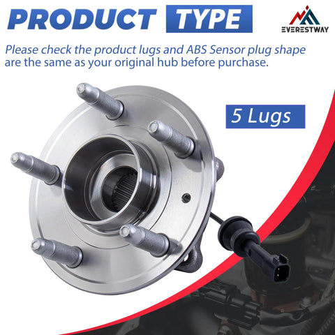 Rear Wheel Hub Bearing Assembly With ABS 5 Lug OE Replacement 512440 for 2010-2017 Chevy Equinox and GMC Terrain, front view