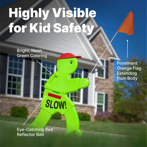 Kids At Play Safety Sign 32 Inch Reflective Caution Sign With Warning Flag For Neighborhoods Neon Body With Reflective Belt Slow Down Sticker Easy Setup Great For Driveways And Play Time