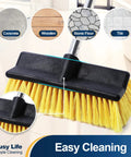Extendable Deck Brush With Four Section Handle For Outdoor Decks And Patios, 53.9 Inch Reach, Soft Medium Bristles
