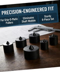 Heavy Duty Machine Shaft End Protectors With Precision Fit For Jjf Gripomatic Pullers and Spindle Axle Safety Covers, black, 6-piece set.