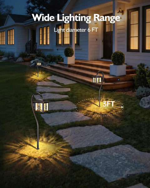 Low Voltage Pathway Lights 12V 3W 185LM illuminating stone path in yard at night, showcasing wide lighting range