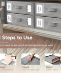 Six Pack Foldable Bed Sheet Organizer Boxes For Linen Closet Storage With Clear Window Label Slot stacked in closet