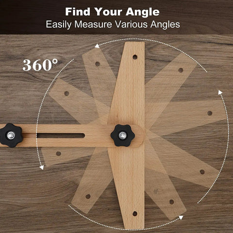 Stair Tread Template Tool Pro Grade Jig with adjustable wooden arms showing 360-degree measurement capabilities