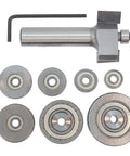 Multi Rabbet Router Bit Set Carbide Tipped One And Three Eighths Inch Large Diameter And One Half Inch Cutting Length With Eight Bearings And Hex Wrench For Precise Rabbet Cuts Built Tough For Pro Woodworking