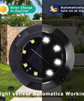 Outdoor Solar Ground Lights 12 LED Disk Lights Solar Powered Waterproof For Garden Deck Stairs Lawn Patio with light sensor