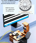 Pro FTTH Fiber Optic Cleaver with 16-face tungsten blade, display showing precision and blade wear; for 125 micron bare fiber.