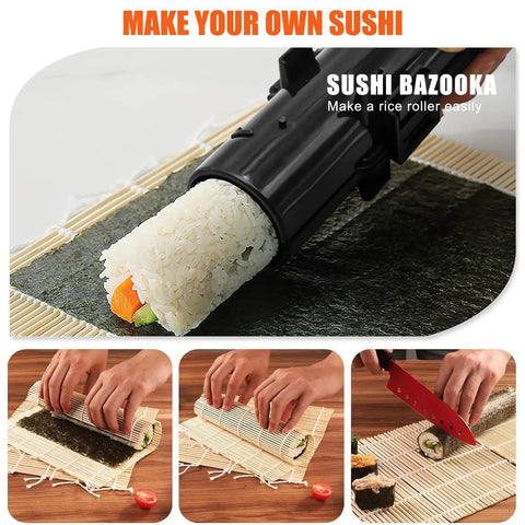 28 In 1 Sushi Making Kit With Roller And Bamboo Mats Bazooka Nigiri Gunkan Molds Musubi Maker Rice Ball Mold Set