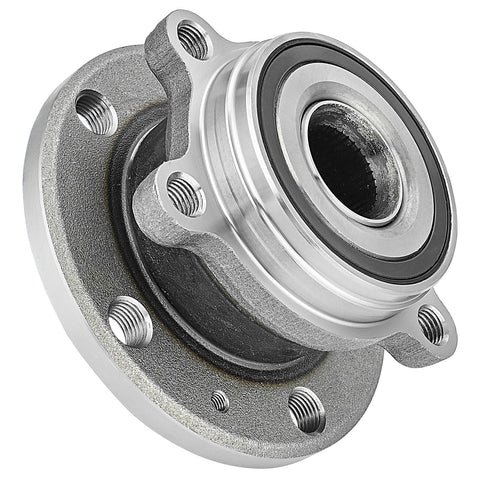 Pair Front Wheel Bearing Hub Assembly For Volkswagen Passat Jetta Golf Beetle Eos Tiguan R32 Rabbit CC GTI And Audi TT A3 Q3 Quattro Built Tough Ready To Install Front Hub Bearing, shown with 4-bolt square flange