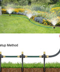 Above Ground Garden Sprinkler System With Metal Adjustable Heads, 360 Degree Coverage in Lawn and Flower Bed Setup Method
