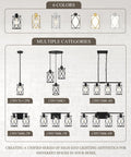 Black Glass Pendant Lights Two Pack With Clear Glass Cylinders, Industrial Farmhouse Cage Hanging Lights.