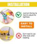 Installation steps for 30-Pcs Stainless Steel Hose Clamps Set 5/16 To 1-1/8 Inch, showcased with easy-to-use key-type design.