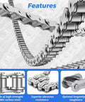 428 Roller Chain Kit, 20 Feet, 478 Links, 08B Simplex Chain for Sliding Gates, includes chain features and material details